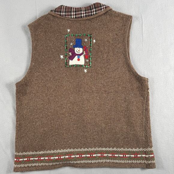 Vintage 90s Snowman Sweater Vest Sz Large Ugly Christmas Knit Retro GrandmaCore - Picture 7 of 13